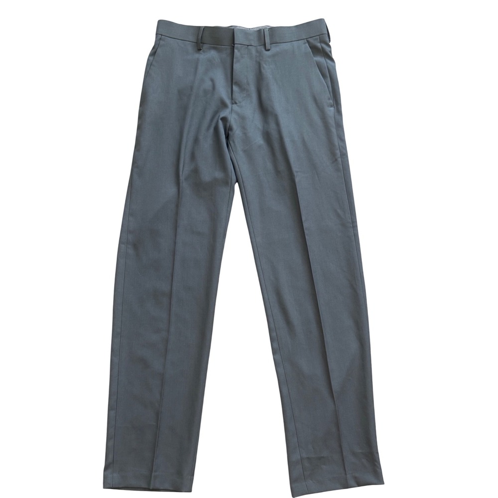 Haggar H26 Premium Stretch Dress‎ Pants Mens 30x30 Grey Flat Front Straight Leg